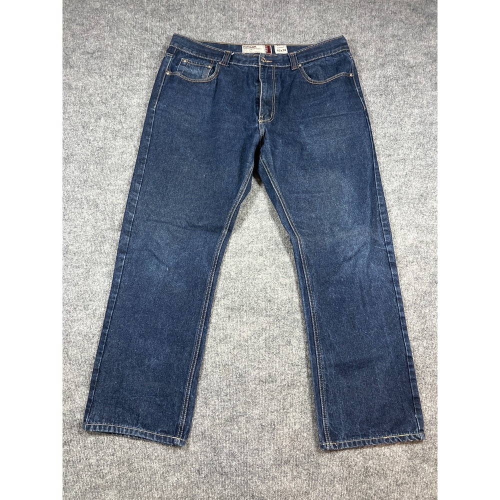 Pj Mark Straight Jeans Mens 42x34 Blue Denim Cotton Mid Rise Dark Wash Zip Fly